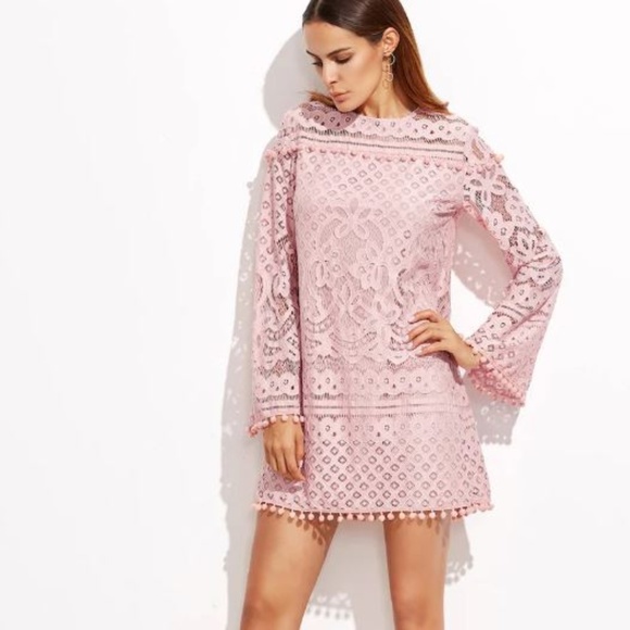 SHEIN Dresses & Skirts - Shein pink crochet dress